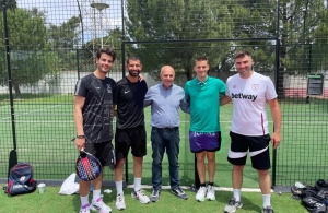 Pictured in photo (left to right): Pavlos Eppas (Kambaniakos soccer player), Panagiotis Panagiotidis (AE Larissa soccer player), Stepan Partemian (ACT Coordinator of Athletic and Student Activities), Giannis Konstantelias (PAOK and Greek National Team soccer player) and Vassilis Toloudis (ACT soccer coach and Konstantelias’s personal trainer).