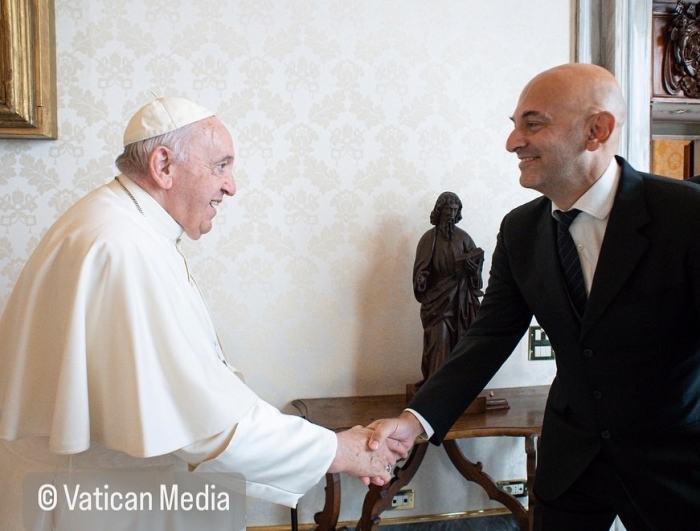 ACT Professor Dr. Nikolaos Dimitriadis in a private audience with His Holiness Pope Francis at the Vatican